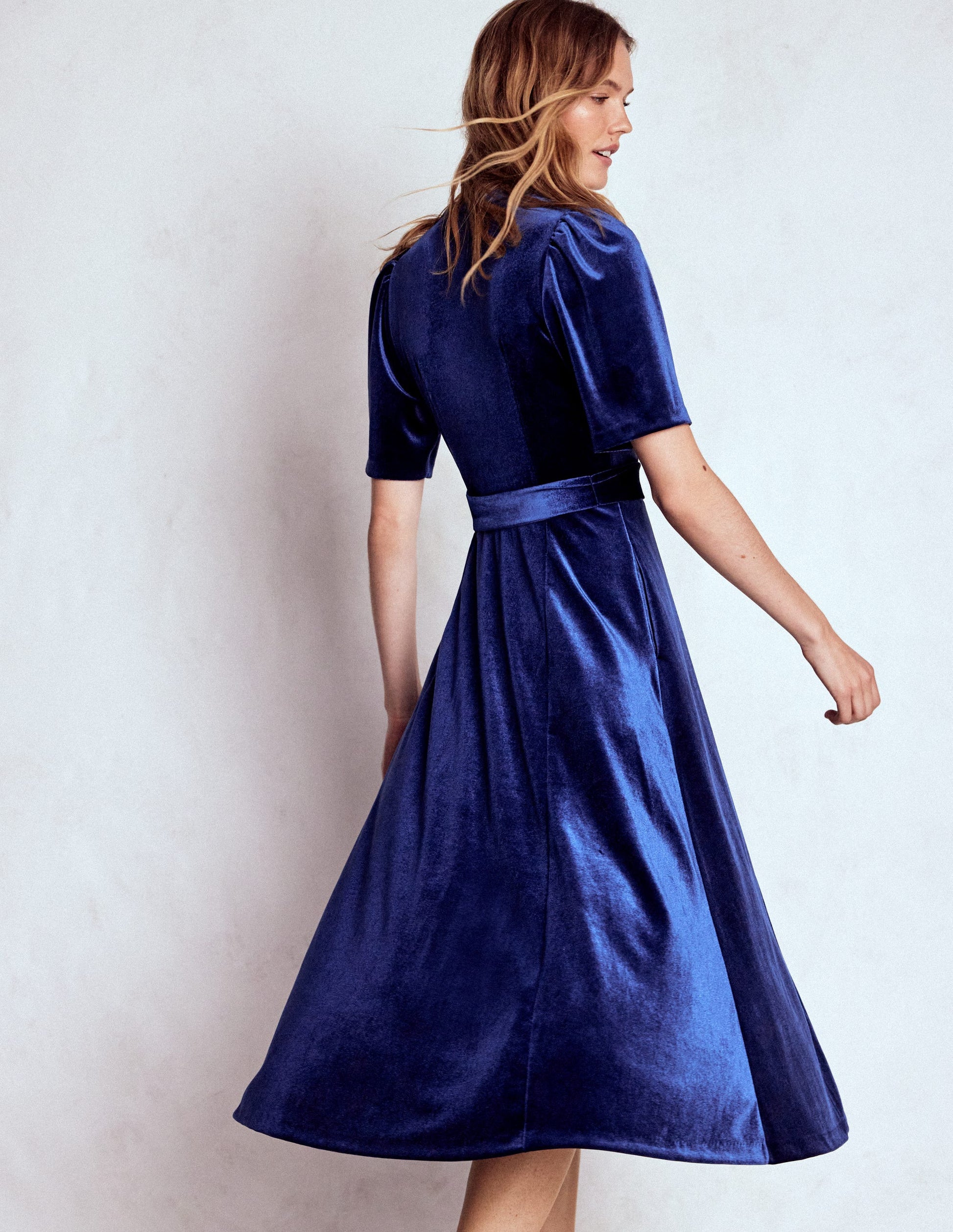 Kate Velvet Shirt Dress-Sapphire Blue | Boden Global Kate Velvet Shirt Dress-Sapphire Blue | Boden Global