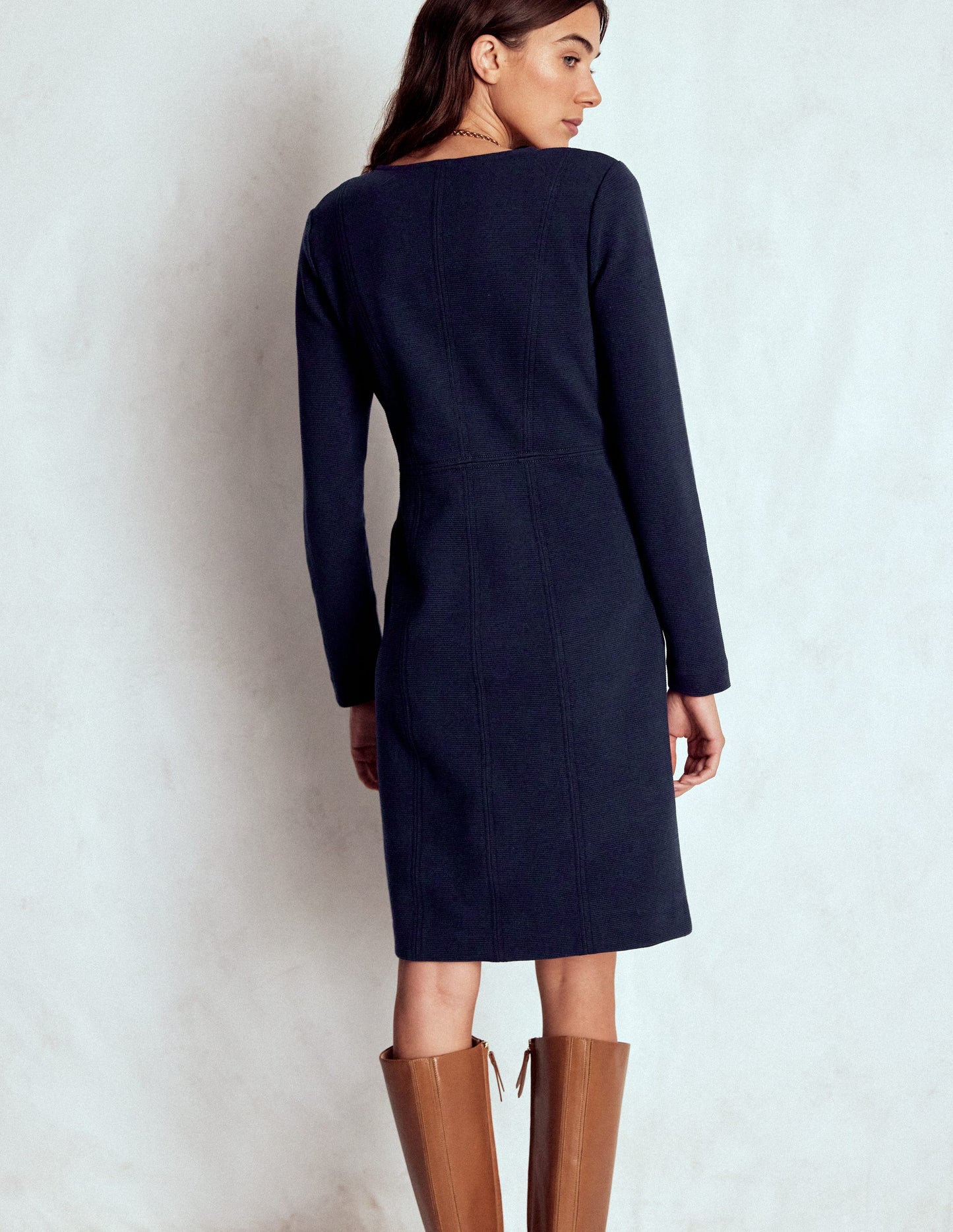 Colette Ottoman Shift Dress-Navy