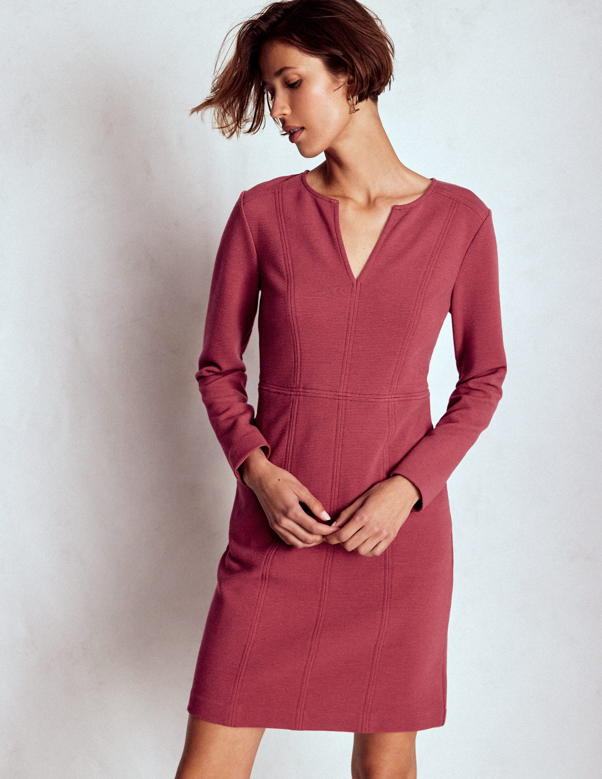 Colette Ottoman Shift Dress-Ruby Red - Image 1