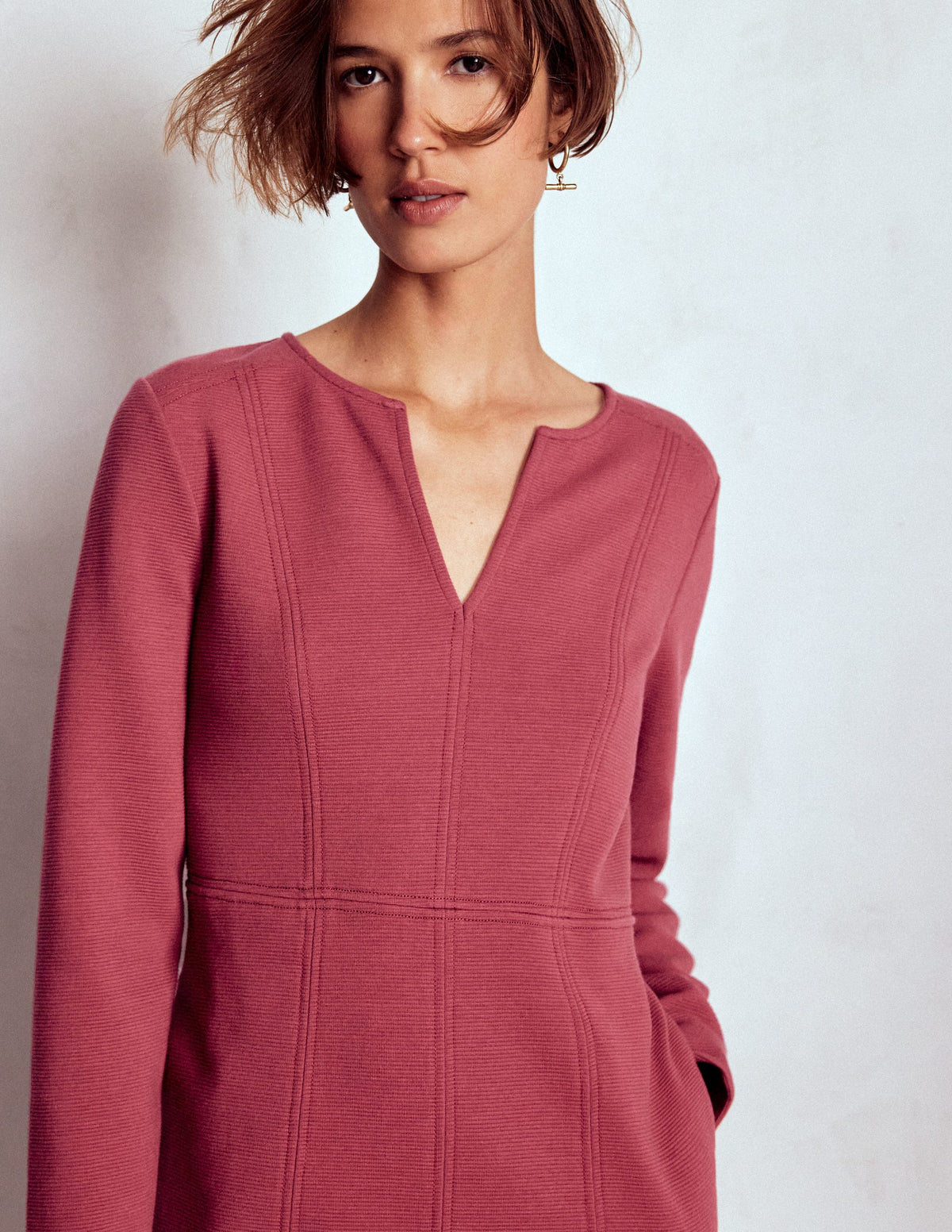 Colette Ottoman Shift Dress-Ruby Red - Image 2