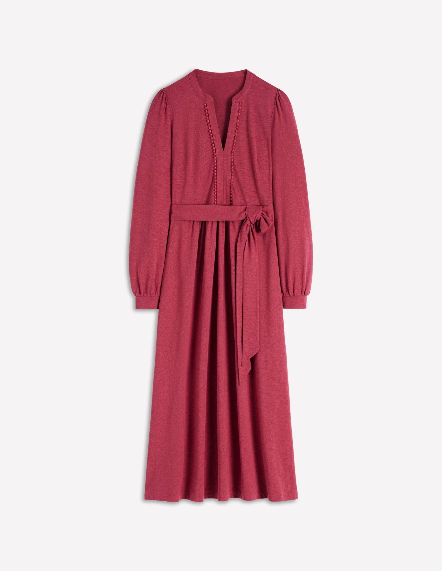 Naomi Long Sleeve Jersey Dress-Terracotta Red