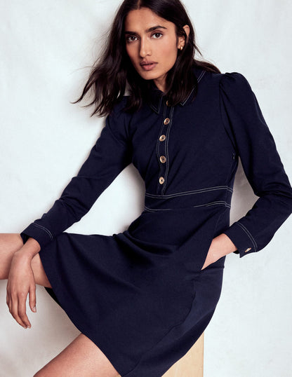 Nicolette Long Sleeve Dress-Navy-2