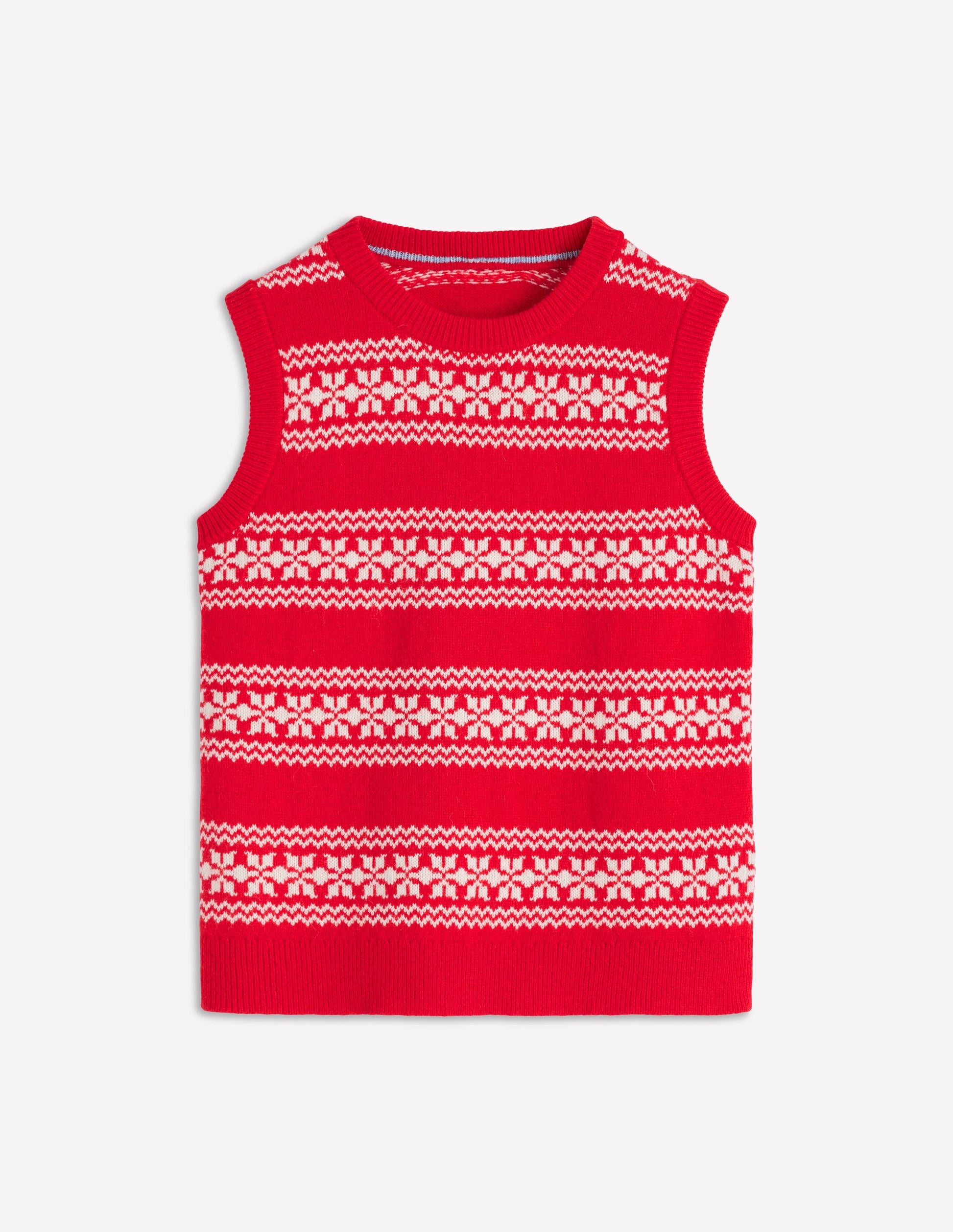 Edie Fair Isle Tank-Poppy Red, Warm Ivory-7