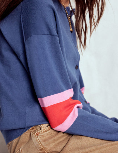 Lara Relaxed Cotton Cardigan-Denim Blue-2