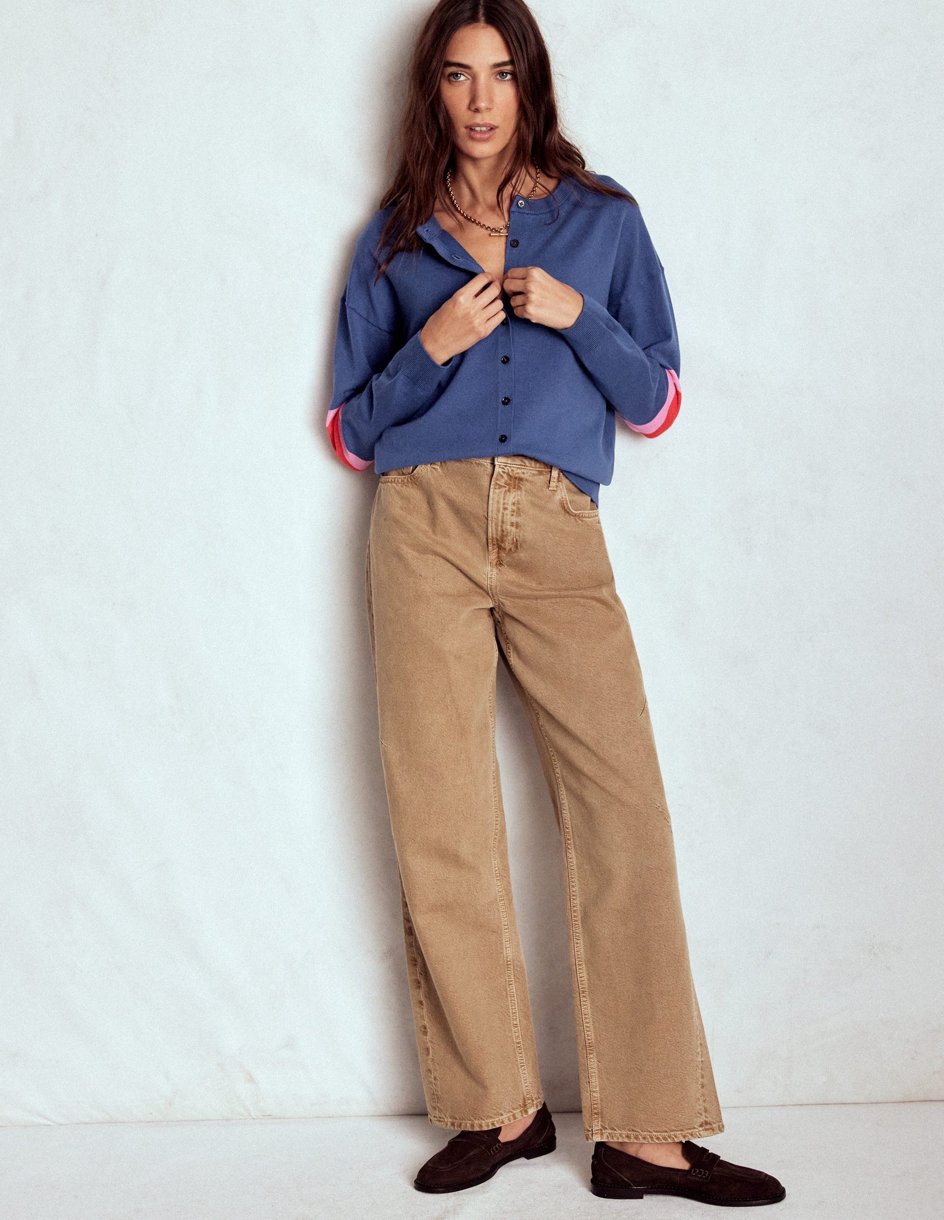 Lara Relaxed Cotton Cardigan-Denim Blue-4