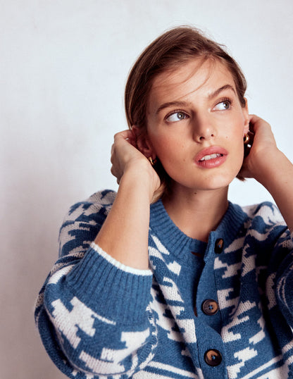 Abi Jacquard Cardigan-Denim Blue Aztec-3