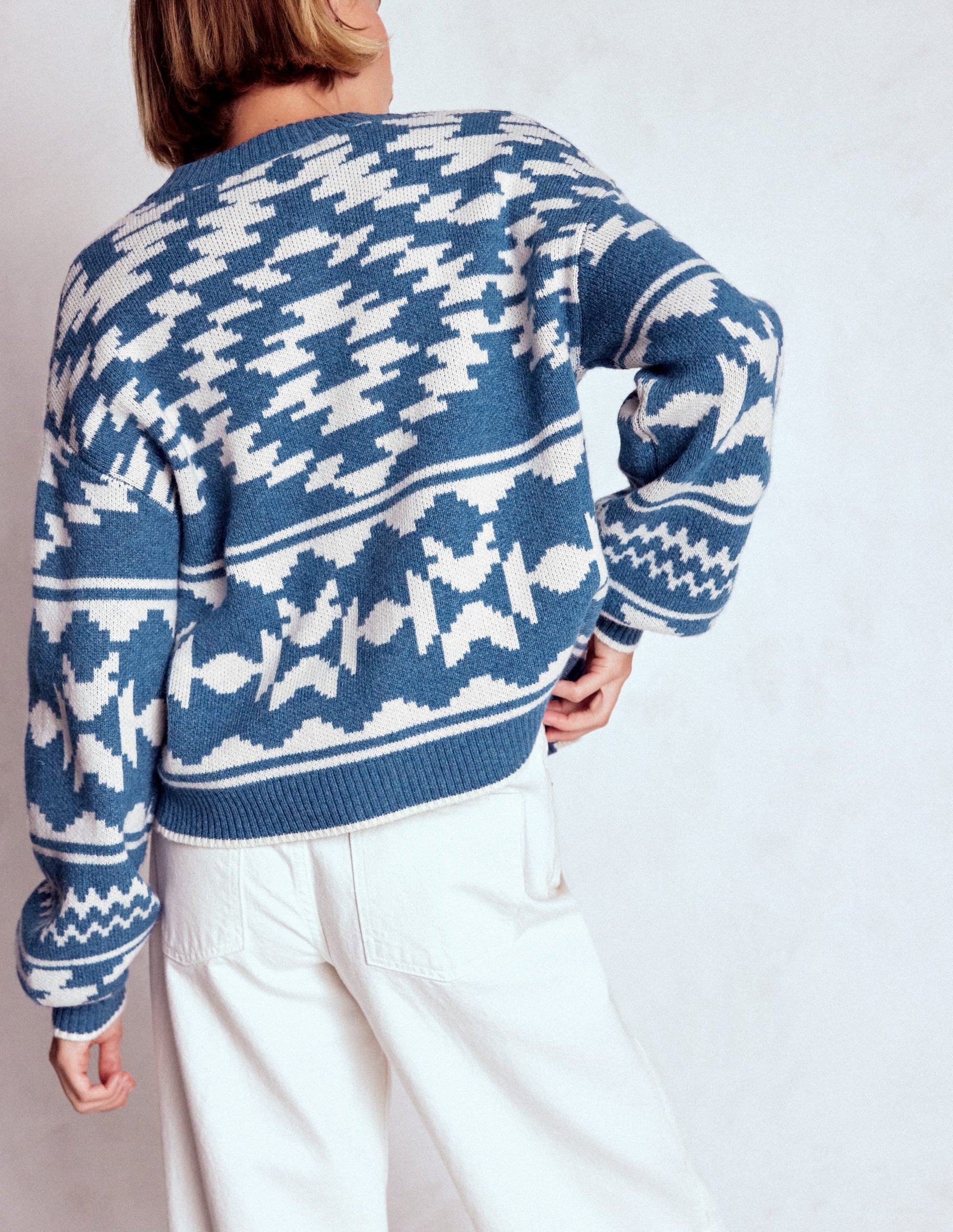 Abi Jacquard Cardigan-Denim Blue Aztec-4