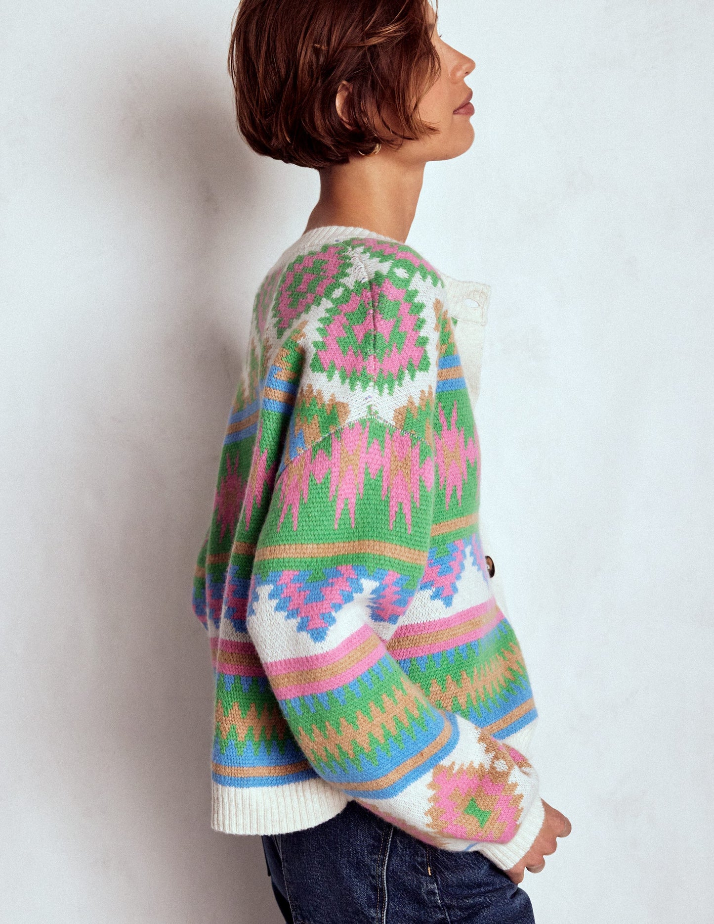 Abi Jacquard Cardigan-Multi Aztec