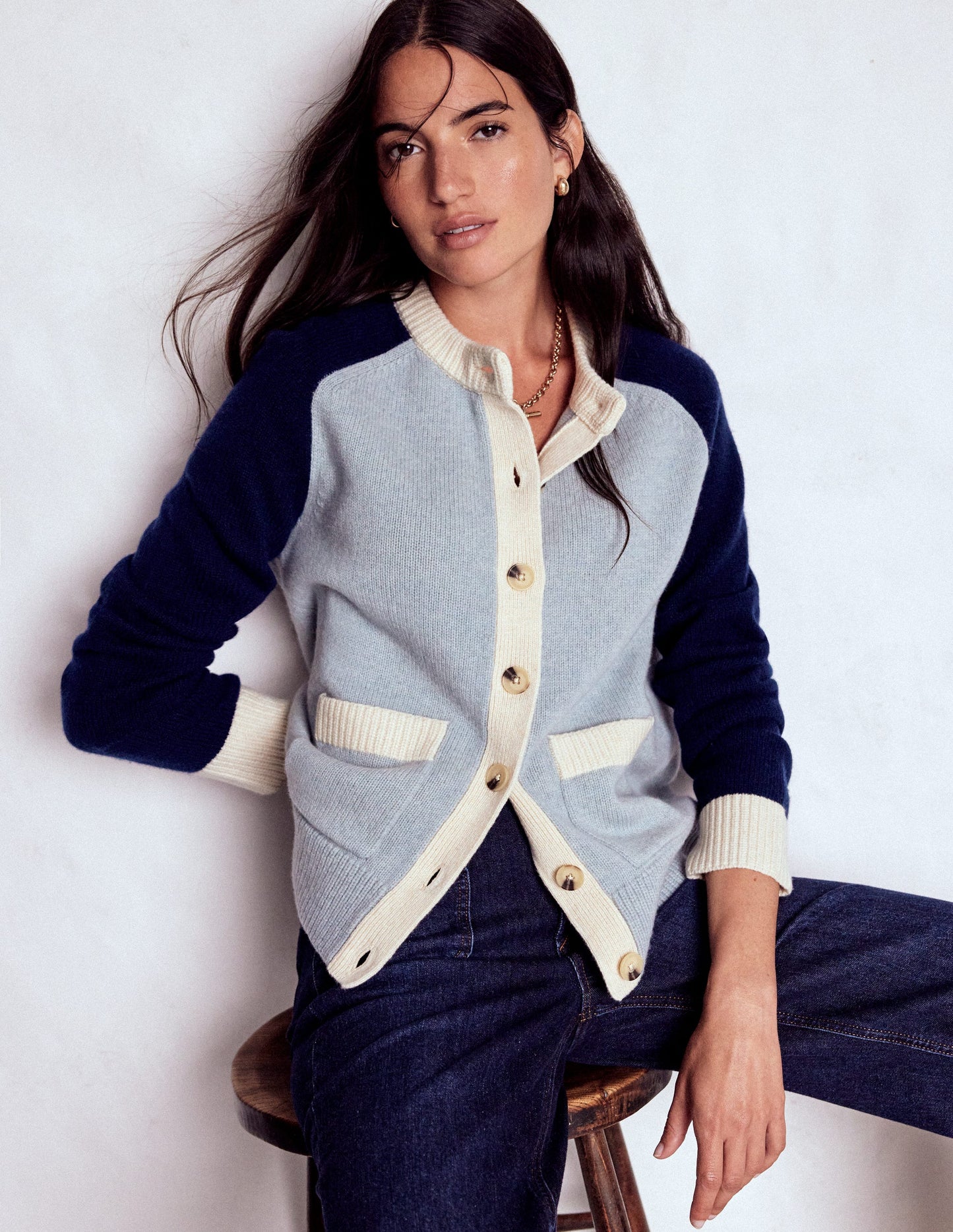Marion Merino Cardigan-Snowbird Blue, Navy