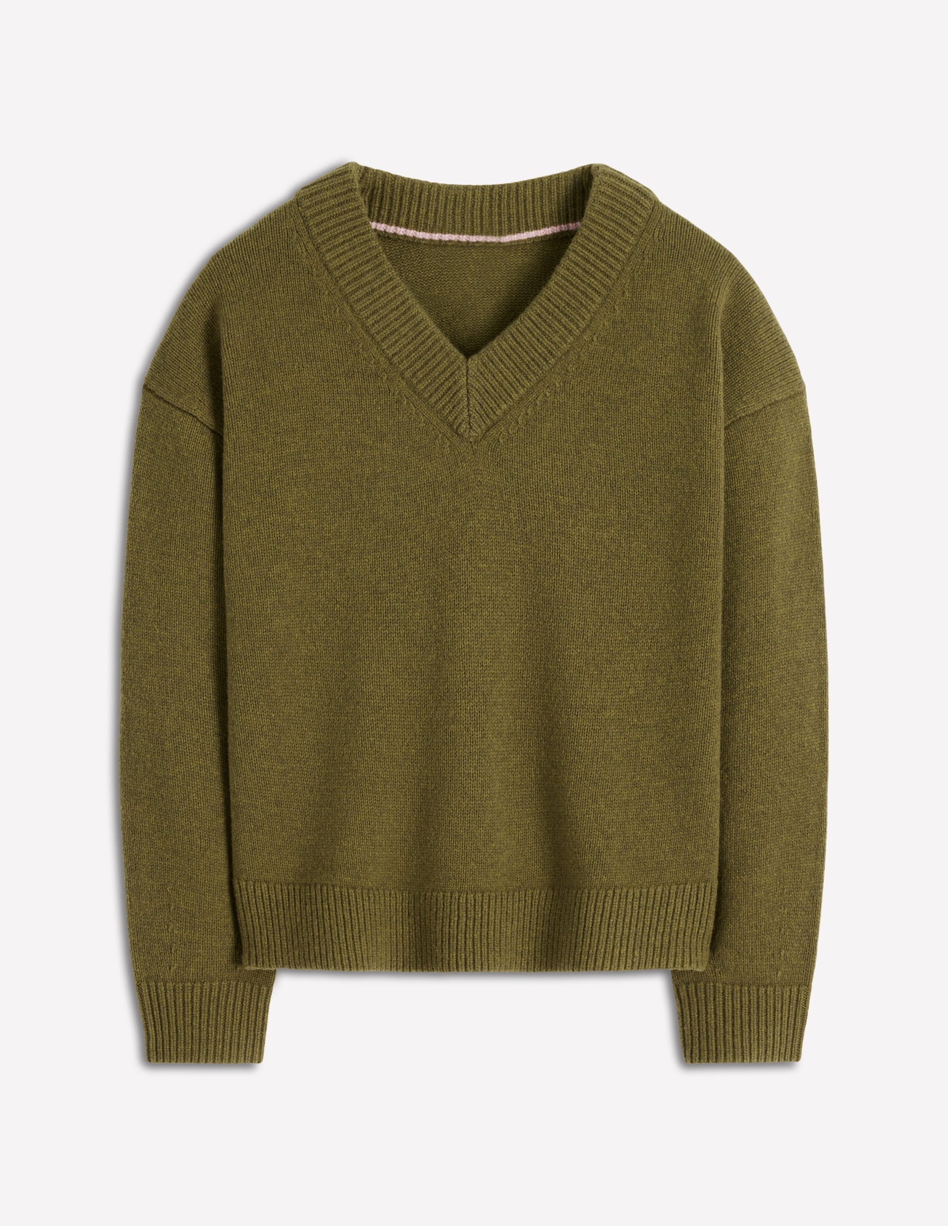Marion Merino V-neck Jumper-Promenade Green Melange-7