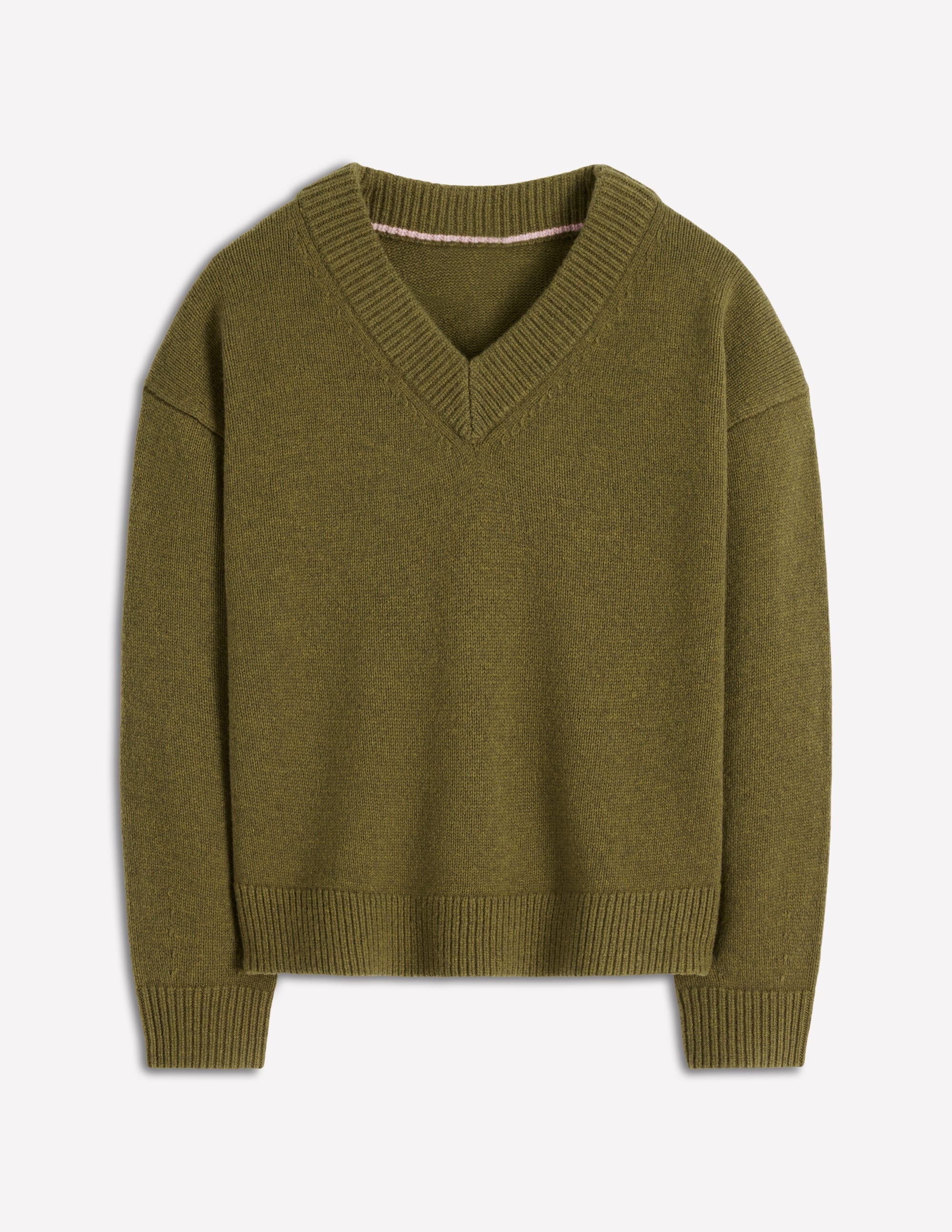 Marion Merino V-neck Jumper-Promenade Green Melange - Image 7