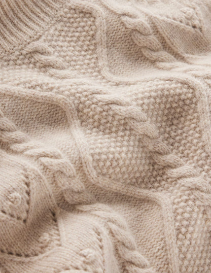 Marion Merino High Neck Jumper-Barley Cable-8