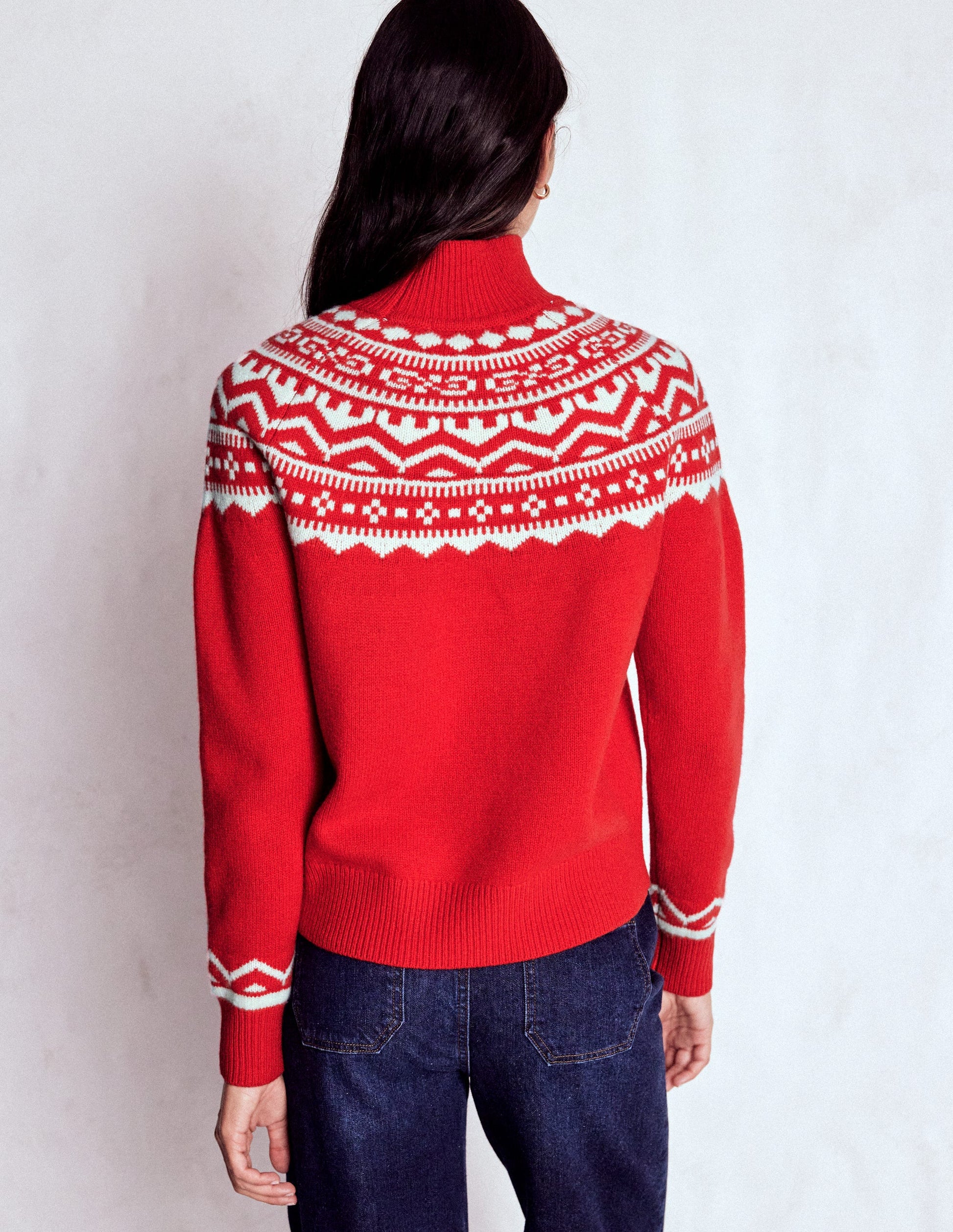 Marion Merino High Neck Jumper-Poppy Red Fair Isle-4