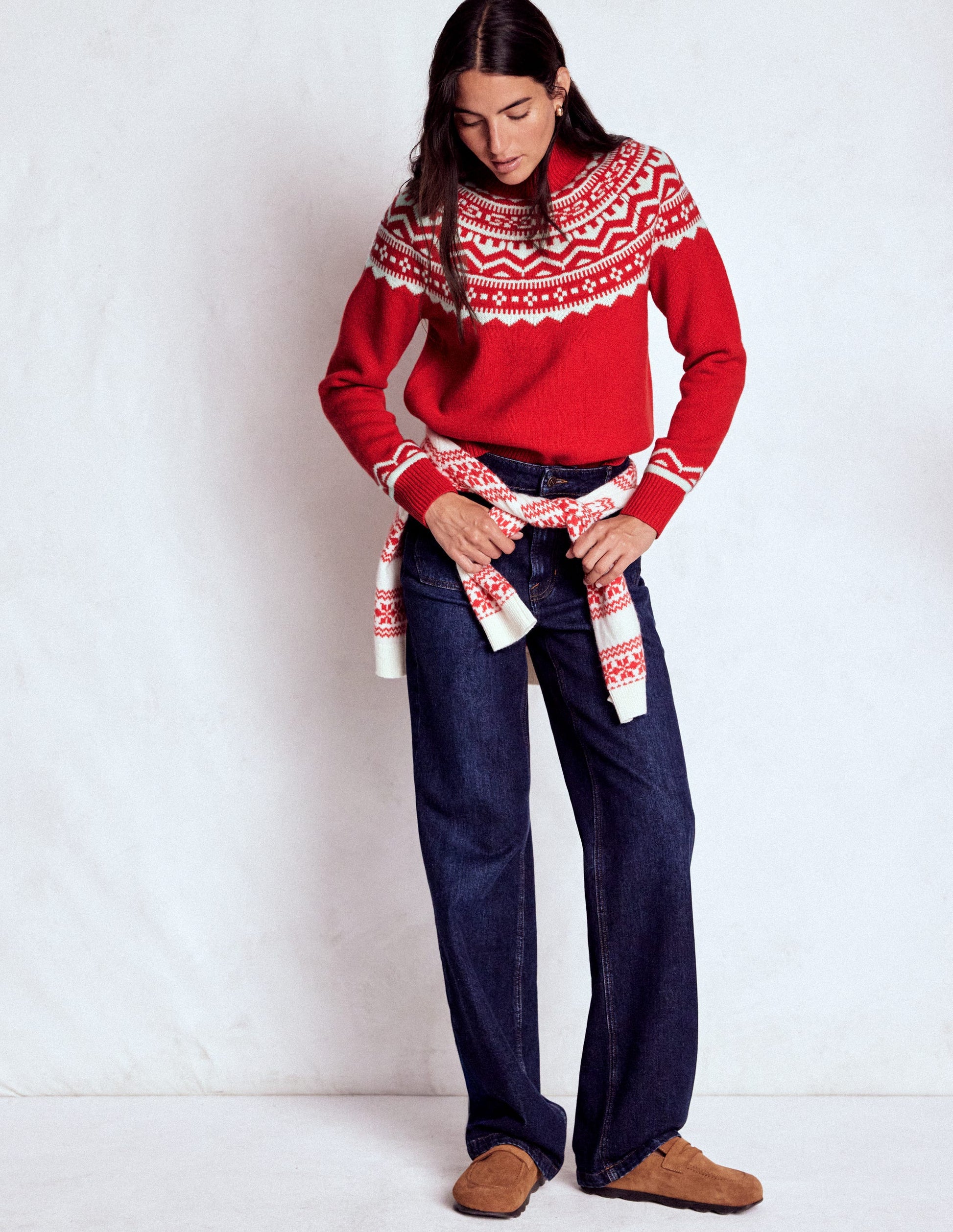 Marion Merino High Neck Jumper-Poppy Red Fair Isle-5