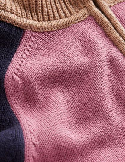 Lucy Half-zip Jumper-Pink Heather, Navy-7
