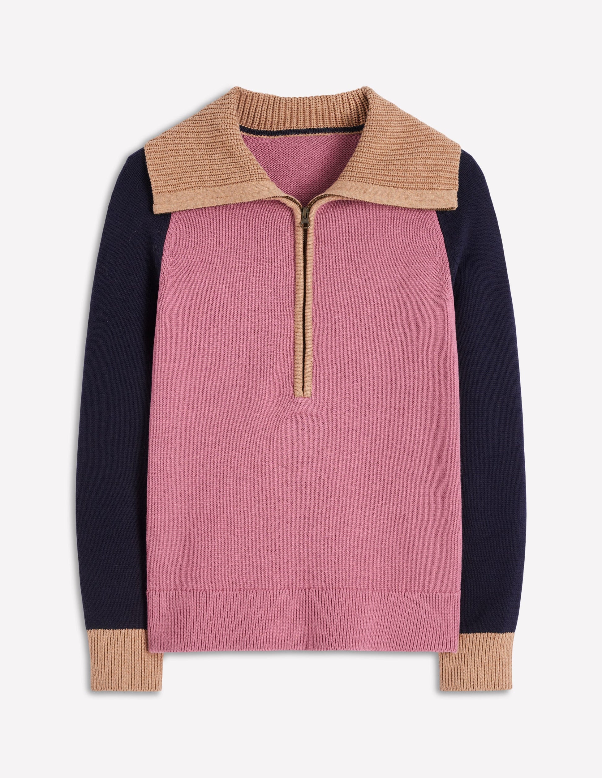 Lucy Half-zip Jumper-Pink Heather, Navy-6