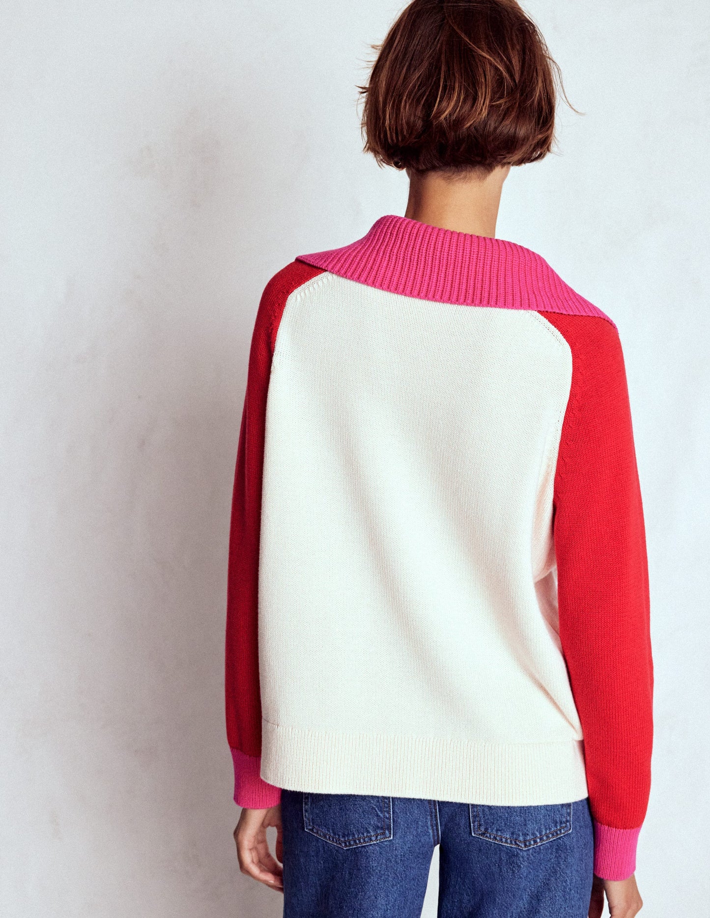 Lucy Half-zip Jumper-Warm Ivory, Red