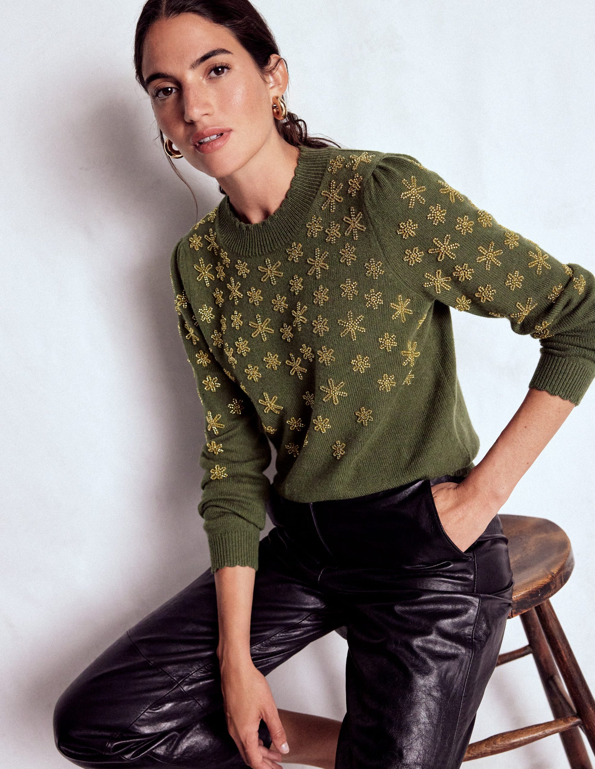 Elizabeth Embellished Jumper-Leaf Green-2
