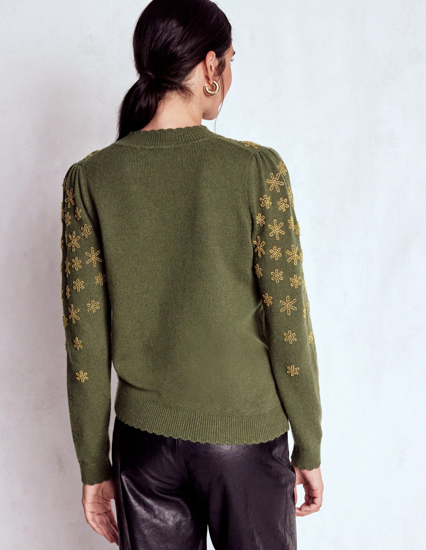 Elizabeth Embellished Jumper-Leaf Green