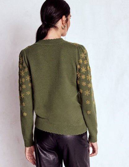 Elizabeth Embellished Jumper-Leaf Green-4
