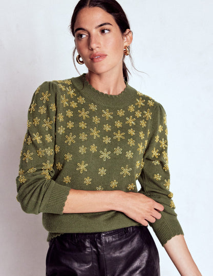 Elizabeth Embellished Jumper-Leaf Green-5