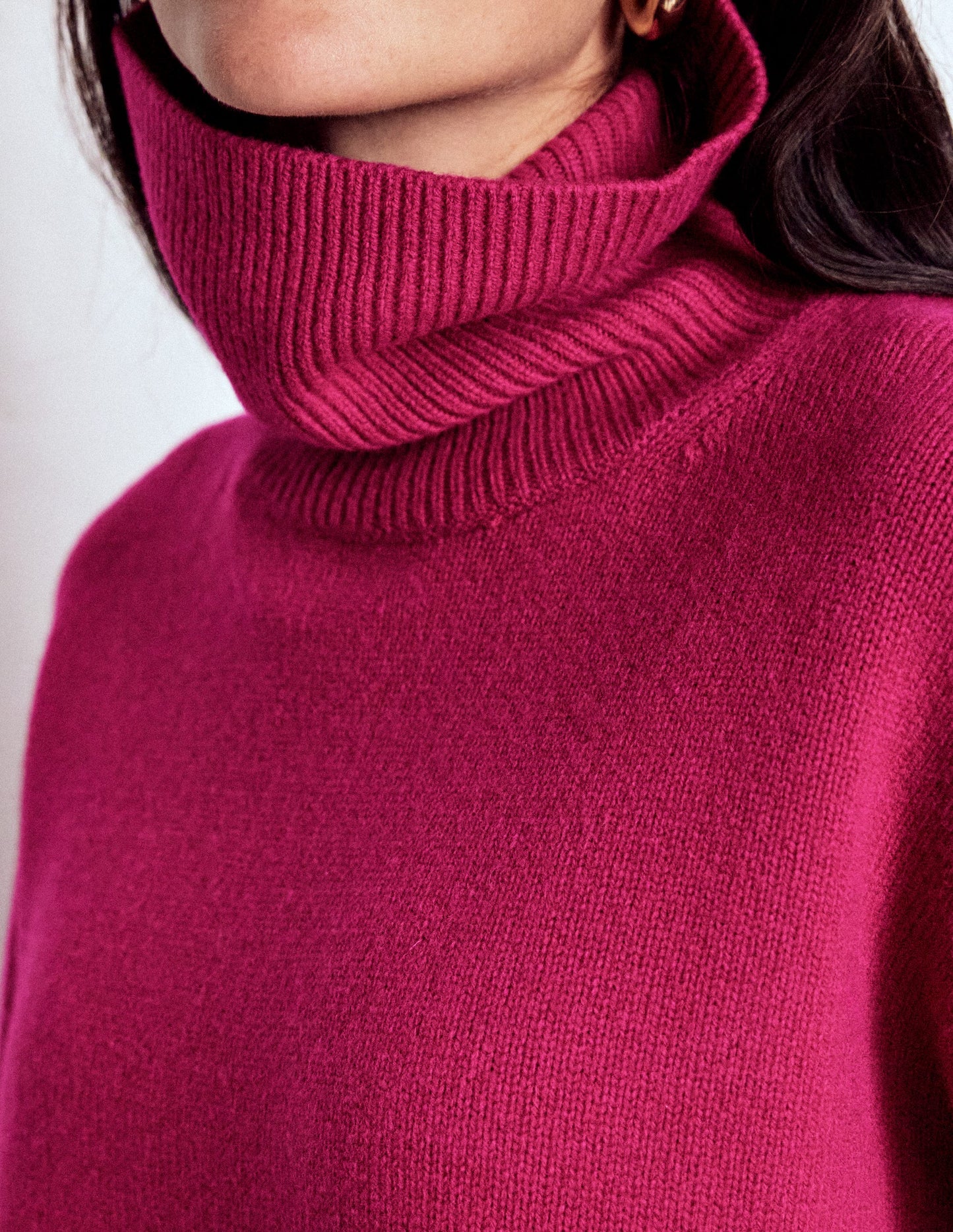 Polly Merino Roll Neck Jumper-Sorbet Pink