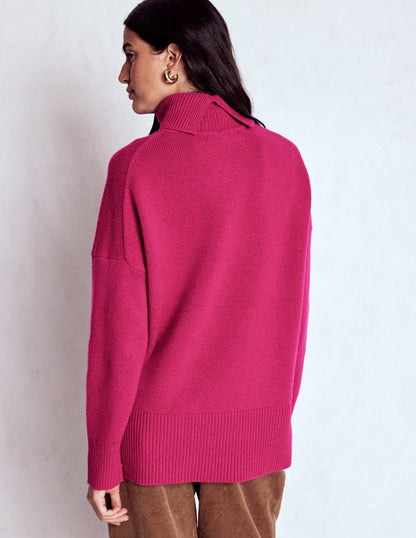 Polly Merino Roll Neck Jumper-Sorbet Pink-3