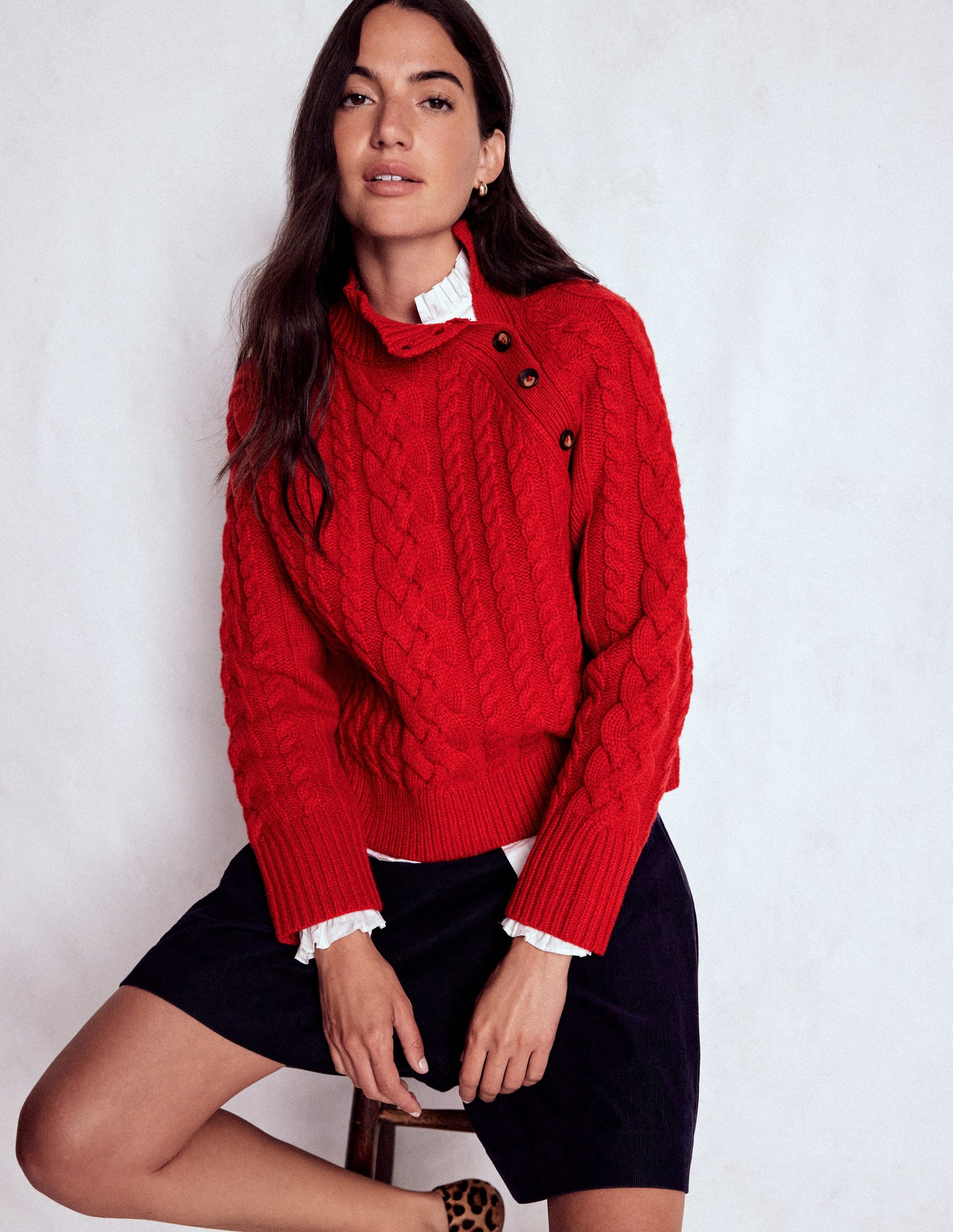 Amara Merino Cable Jumper-Carmine Red-2