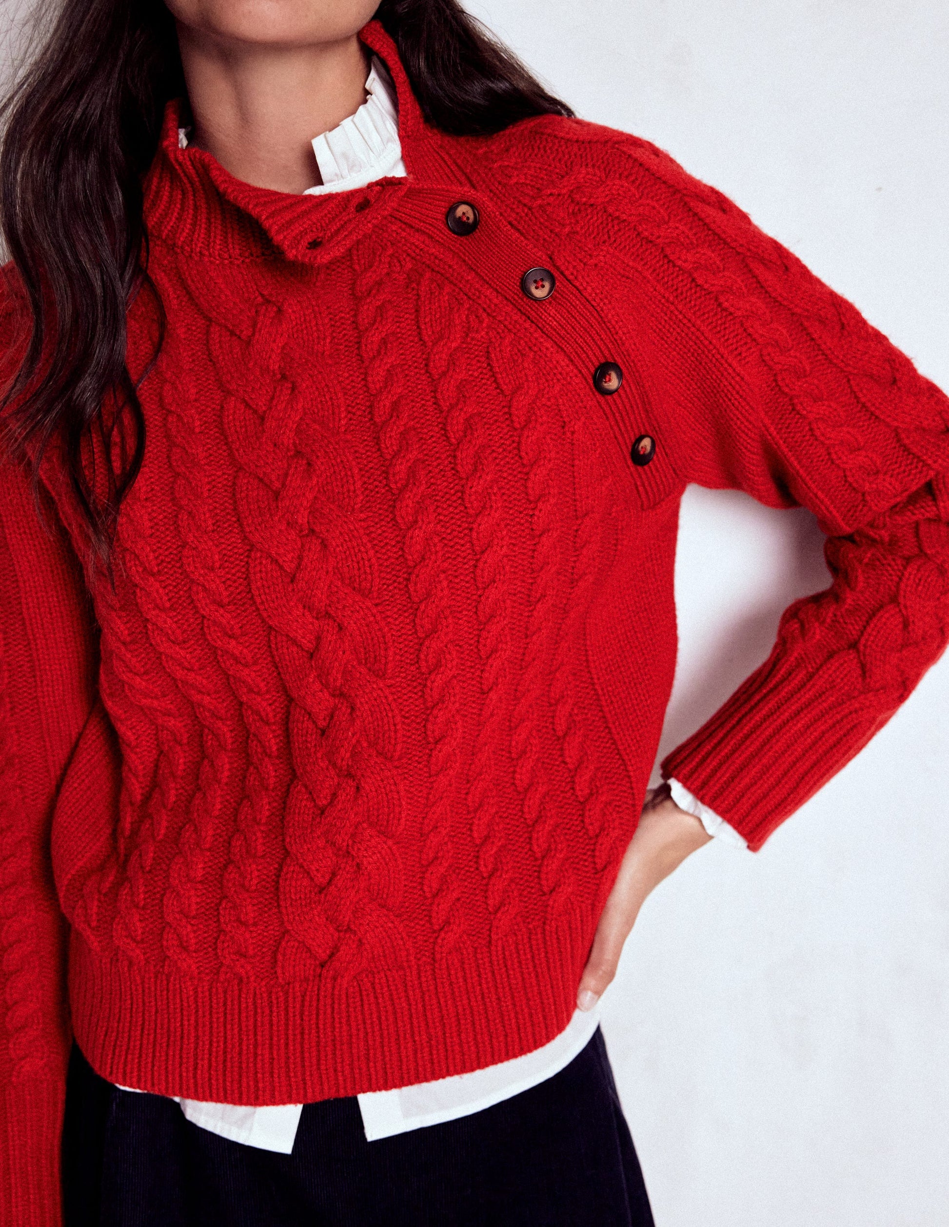Amara Merino Cable Jumper-Carmine Red-3
