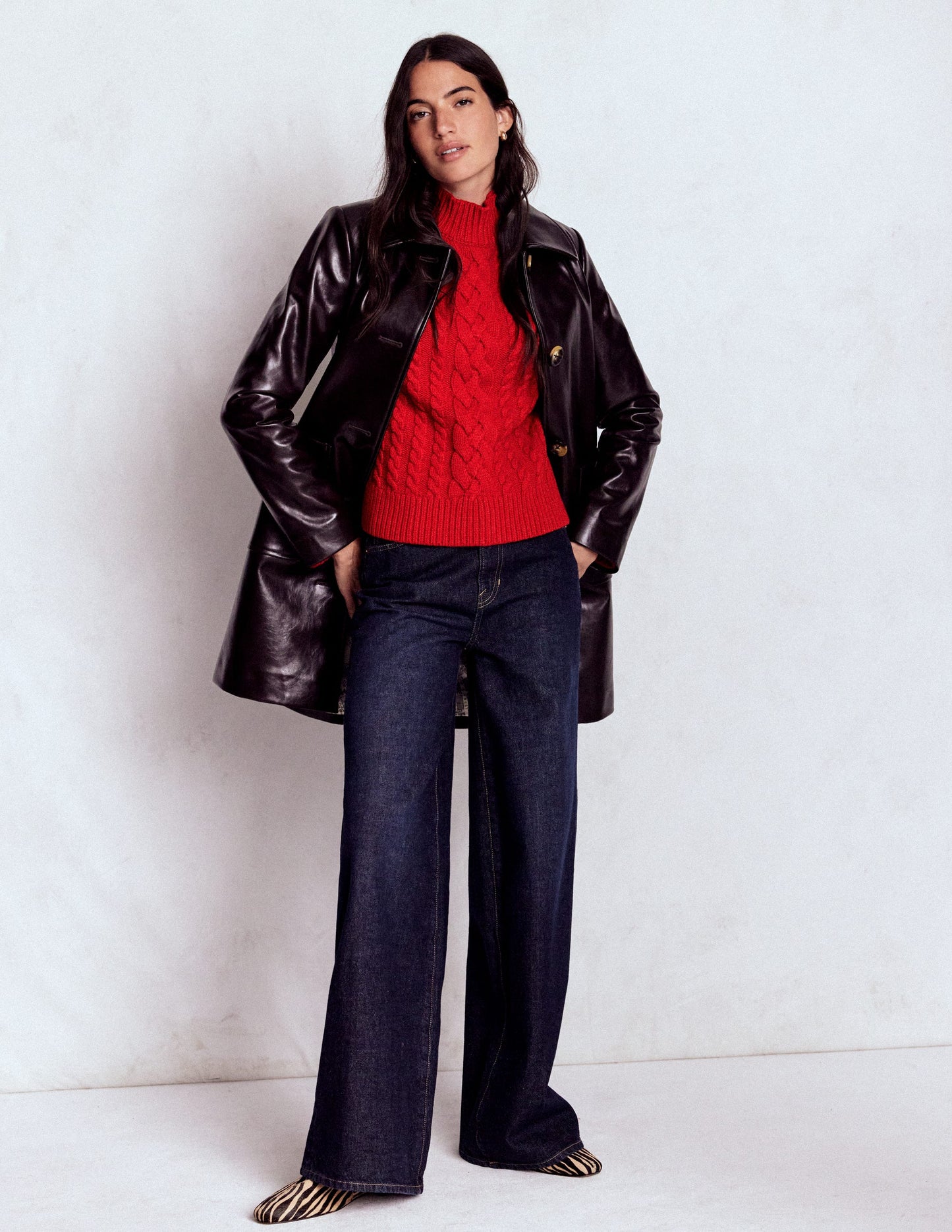 Amara Merino Cable Jumper-Carmine Red