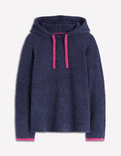 Bouclé Raglan Hoodie-Navy-5