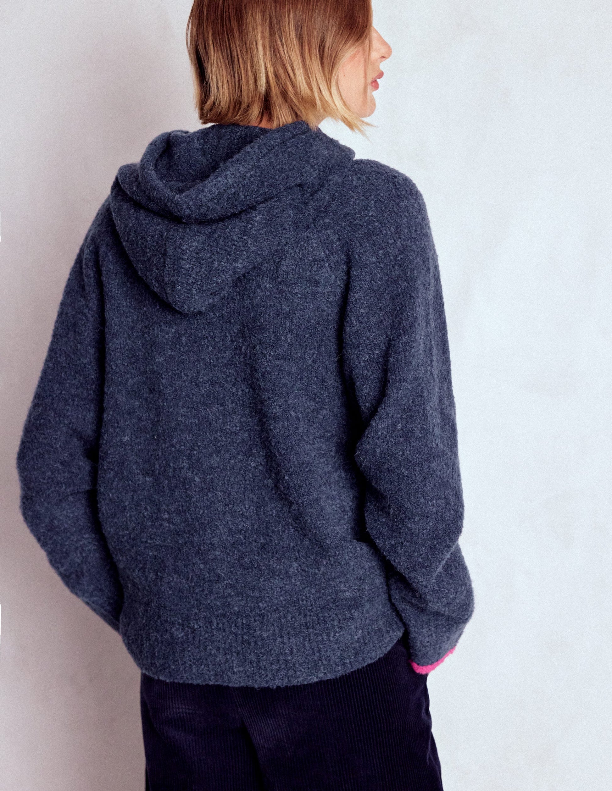 Bouclé Raglan Hoodie-Navy-3