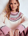 Bouclé Raglan Jumper-Warm Ivory Fair Isle
