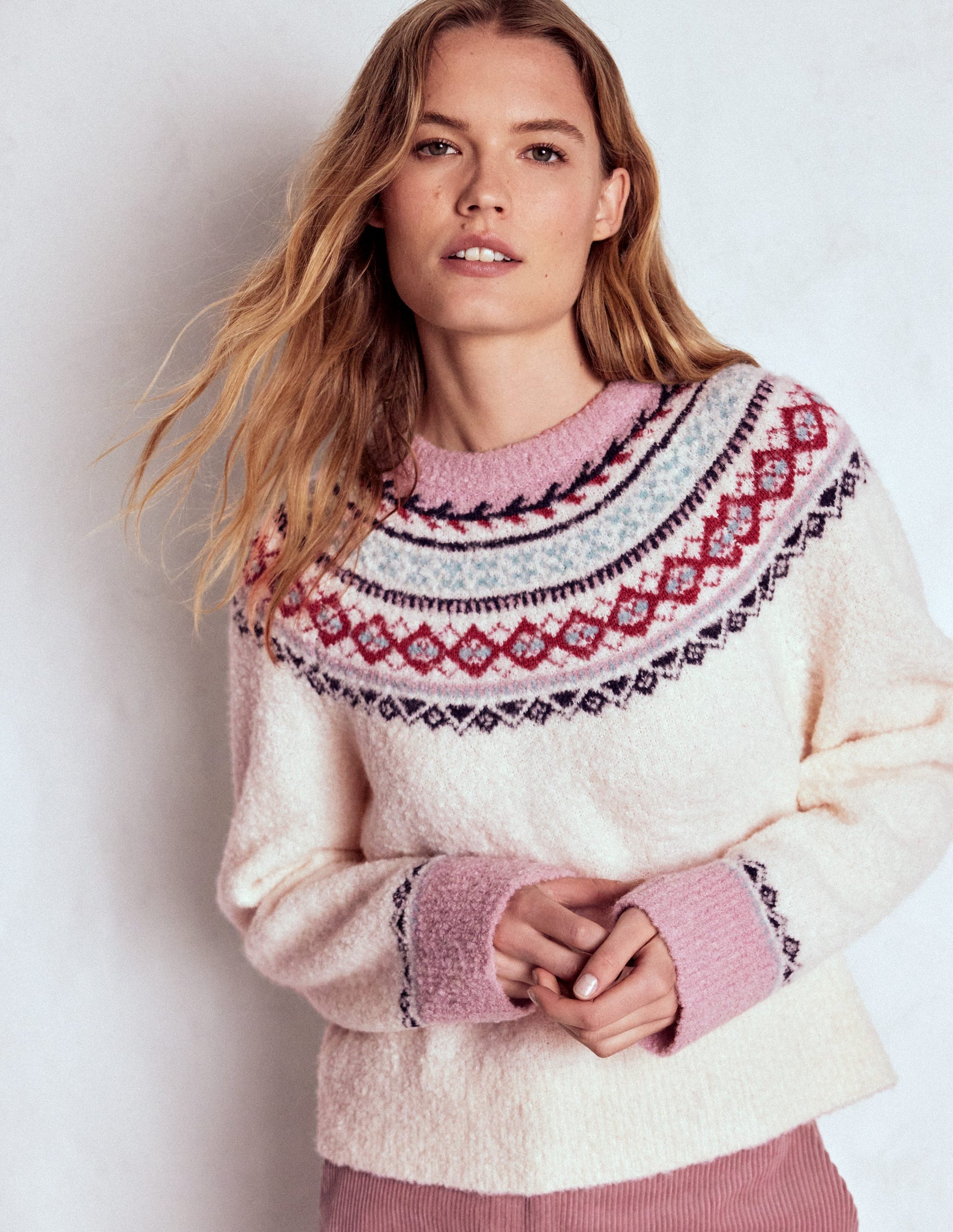 Bouclé Raglan Jumper-Warm Ivory Fair Isle-6