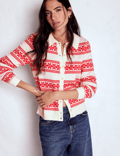 Edie Fair Isle Knitted Shirt-Warm Ivory, Red Fair Isle-4