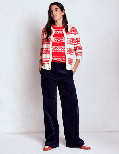 Edie Fair Isle Knitted Shirt-Warm Ivory, Red Fair Isle-5