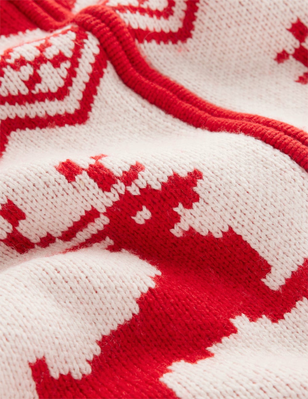 Zip Up Jacquard Cardigan-Poppy Red Reindeer | Boden Global