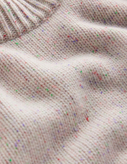 Chunky Crop Cashmere Jumper-Ivory, Multi Neps-7