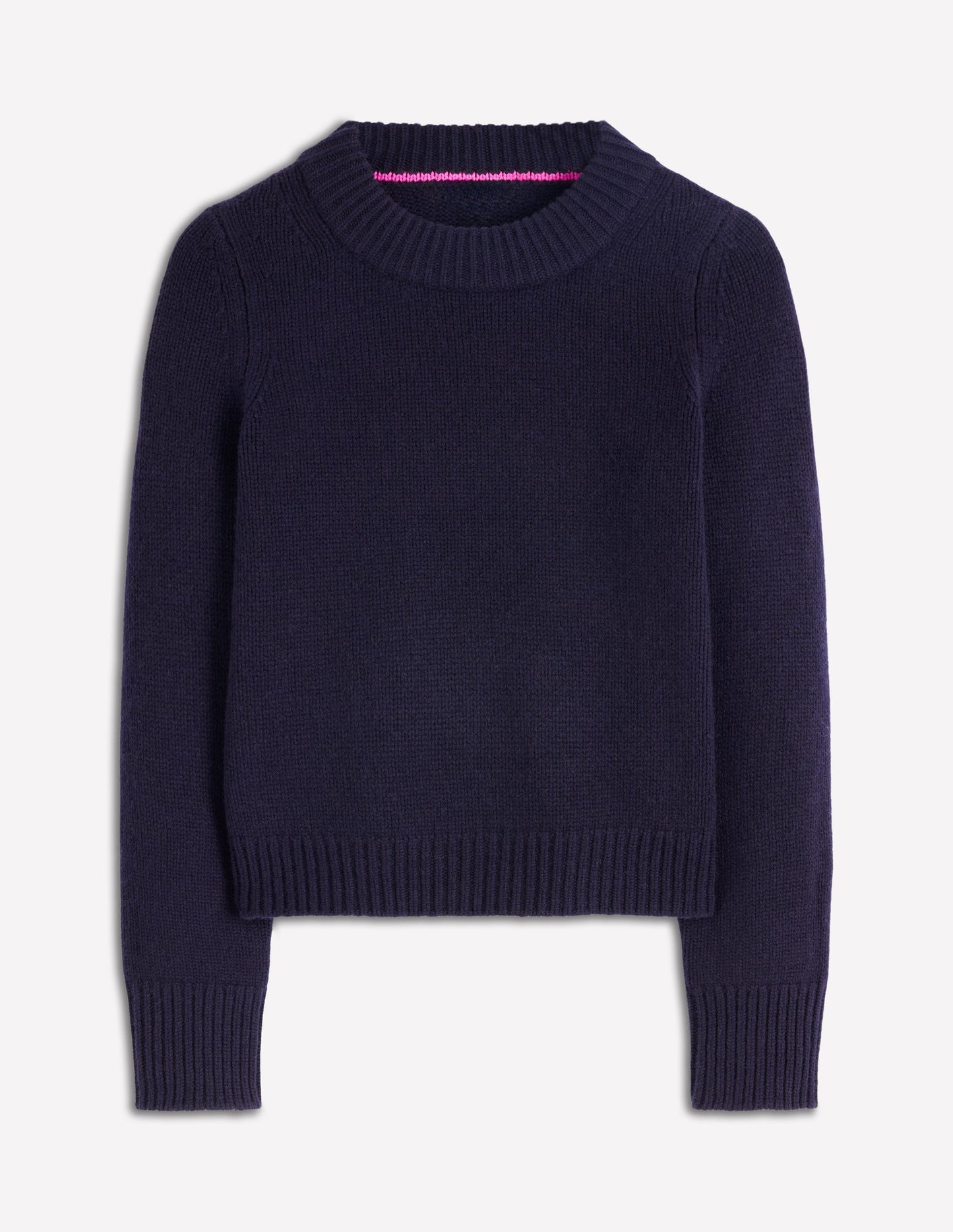 Chunky Crop Cashmere Jumper-Navy