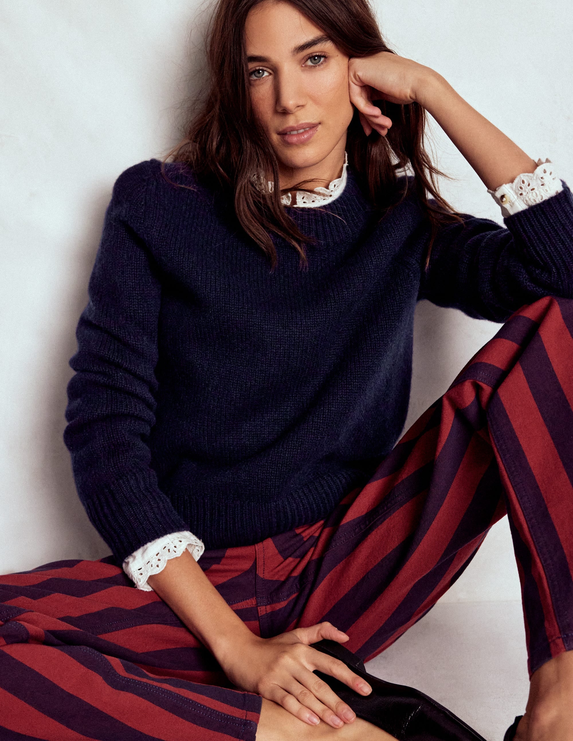 Chunky Cashmere Jumper-Navy - Image 1
