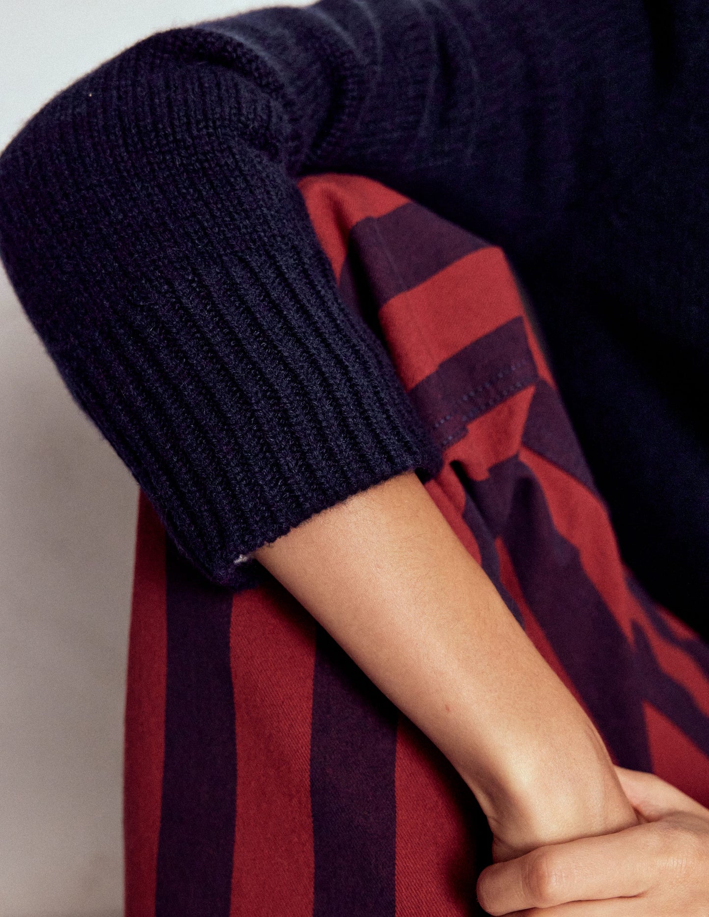 Chunky Crop Cashmere Jumper-Navy