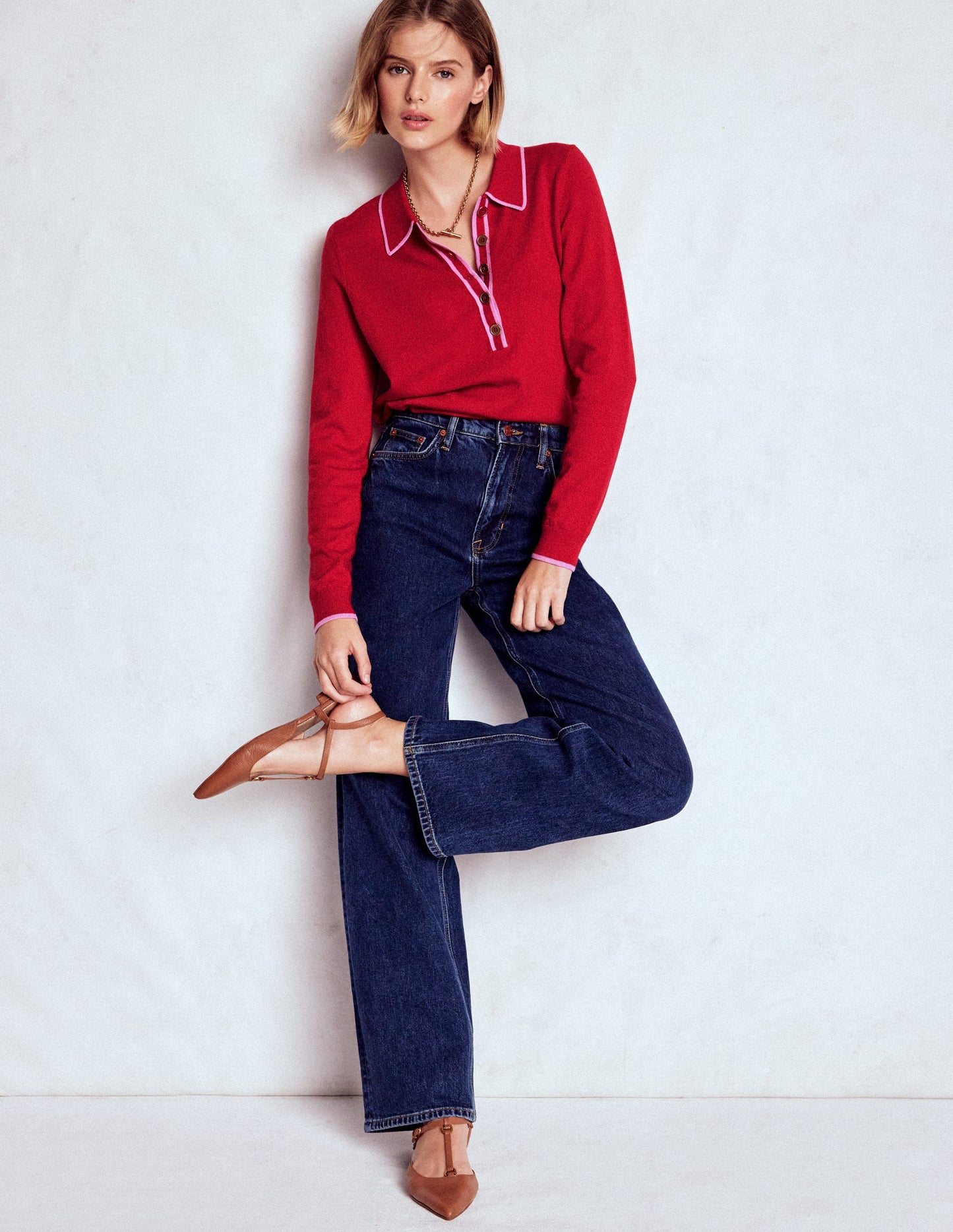 Liz Henley Jumper-Salsa Red