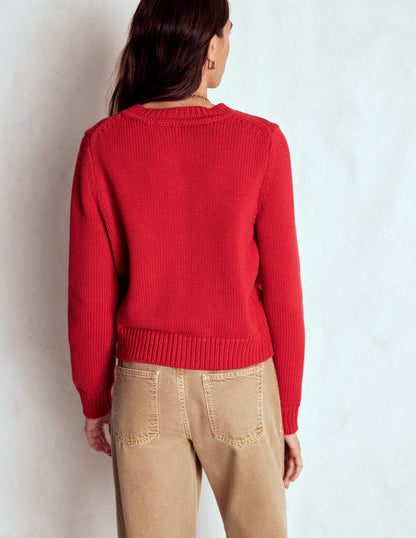 Lucy Chunky Cotton Cardigan-Merida Red-3