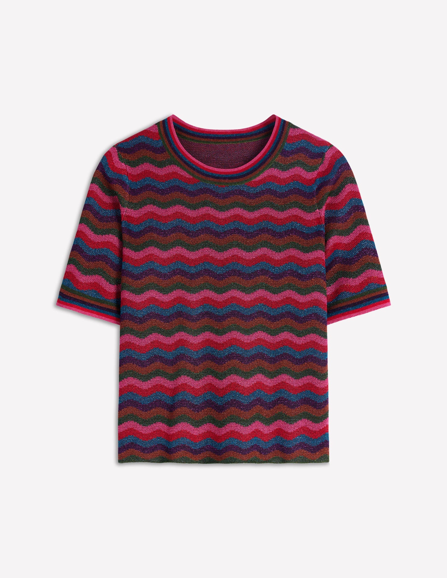 Jacquard Knitted T-Shirt-Multi