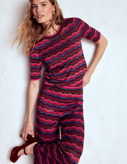 Jacquard Knitted T-Shirt-Multi-2