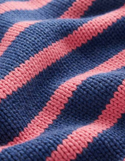 Lucy Chunky Cotton Jumper-Blue, Pink Stripe-10