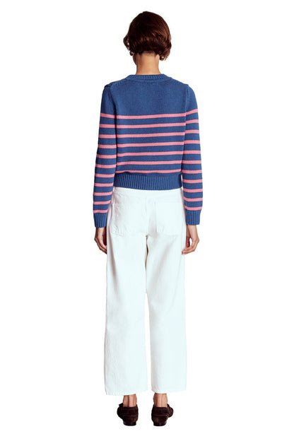 Lucy Chunky Cotton Jumper-Blue, Pink Stripe-8