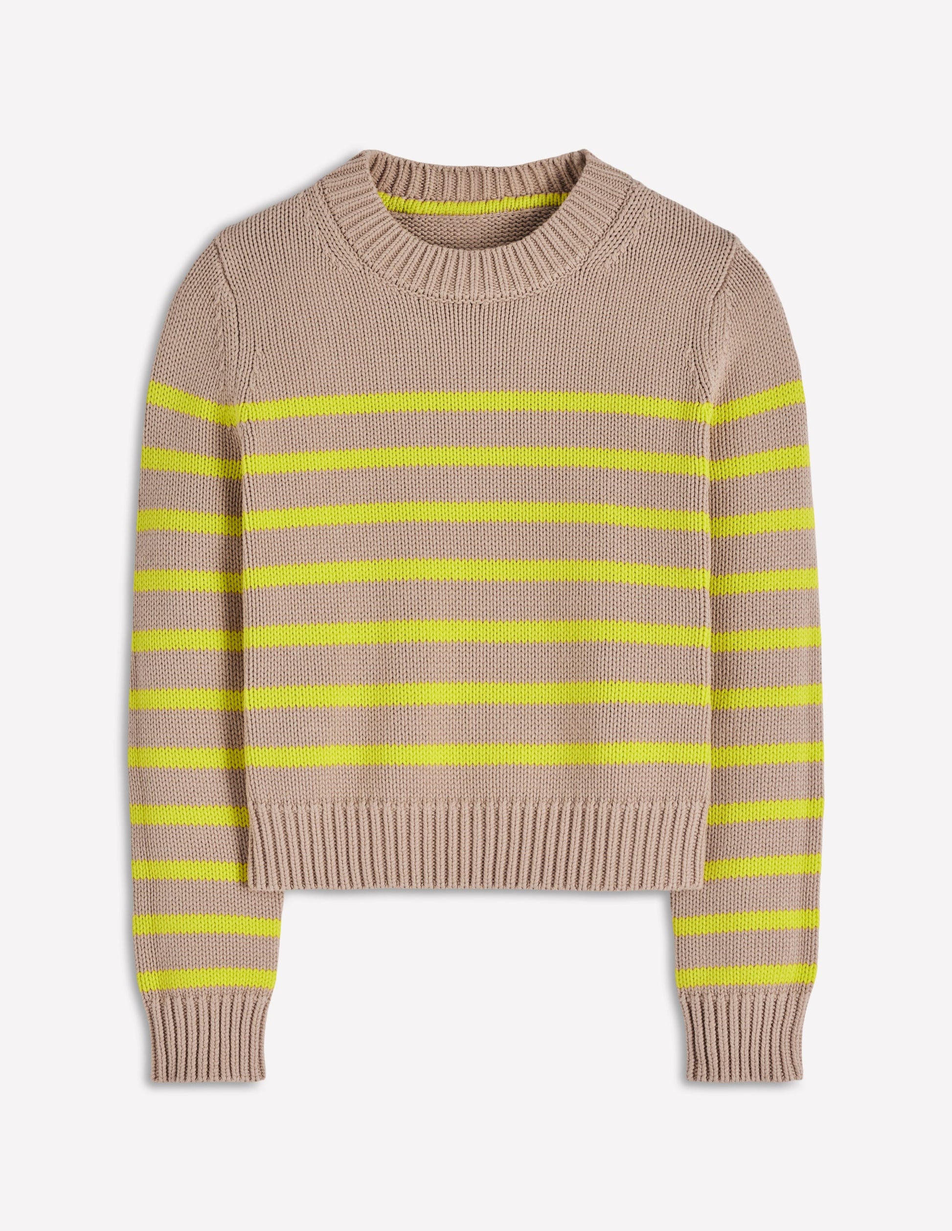Lucy Chunky Cotton Jumper-Camel Melange, Neon Stripe-7