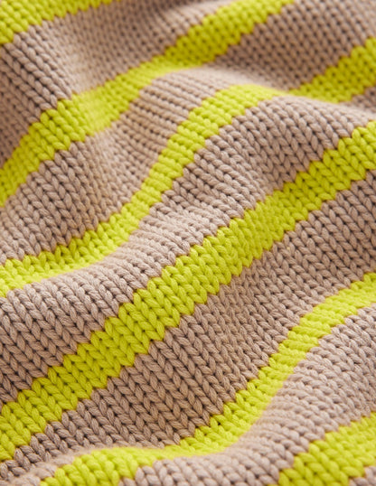 Lucy Chunky Cotton Jumper-Camel Melange, Neon Stripe-8
