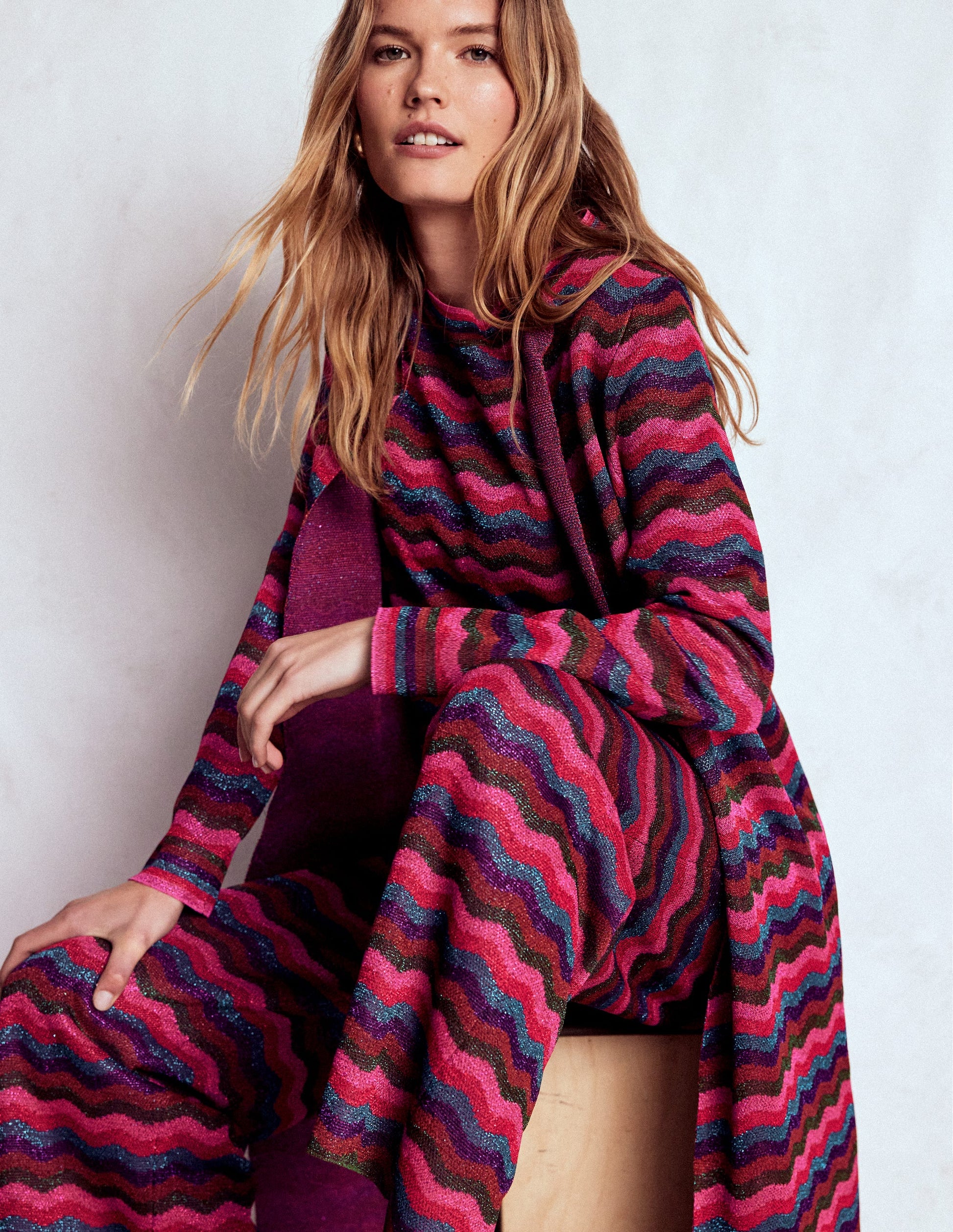 Edge to Edge Cardigan Coat-Multi-2